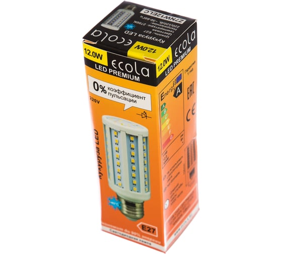 Светодиодная лампа Ecola Corn LED Premium 12,0W 220V E27 2700K кукуруза 72LED 120x41 Z7NW12ELC