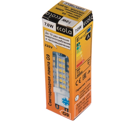 Светодиодная лампа Ecola G9 LED 7,0W Corn Micro 220V 4200K 360 60x15 G9RV70ELC