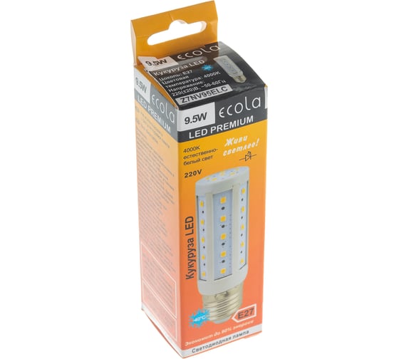 Светодиодная лампа Ecola Corn LED Premium 9,5W 220V E27 4000K кукуруза 54LED 120x41 Z7NV95ELC
