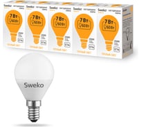Светодиодная лампа Sweko 5 шт 42LED-G45-7W-230-3000K-E14