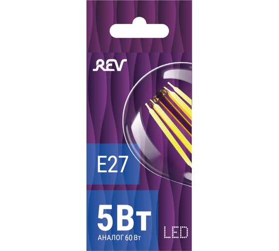 Светодиодная лампа REV FILAMENT груша A60 E27 5W, 4000K, DECO Premium 32481 2
