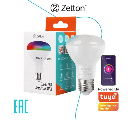 Умная лампа Zetton LED RGBCW Wi-Fi Bulb BR20 E27 8Вт ZTSHLBRGBCWE274RU