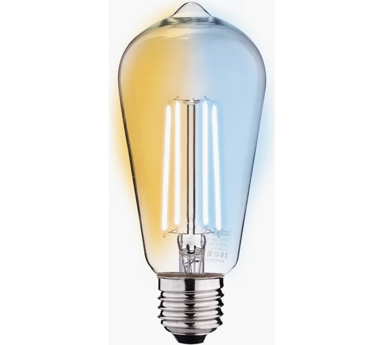 Умная лампа Zetton LED Wi-Fi Bulb ST64 E27 6Вт 2200-6500К прозрачная ZTSHLBWCWE272RU