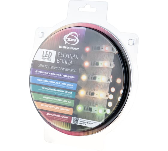 Светодиодная лента Elektrostandard, 5050, 12V, 30Led, 7.2W, RW, IP20, Бегущая волна, 5050, 12 a034891