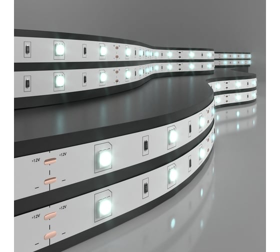 Светодиодная лента Elektrostandard 30Led, 7.2W, IP20, 6500K, холодный белый (5050 12V 30Led 7.2W IP20) a027835