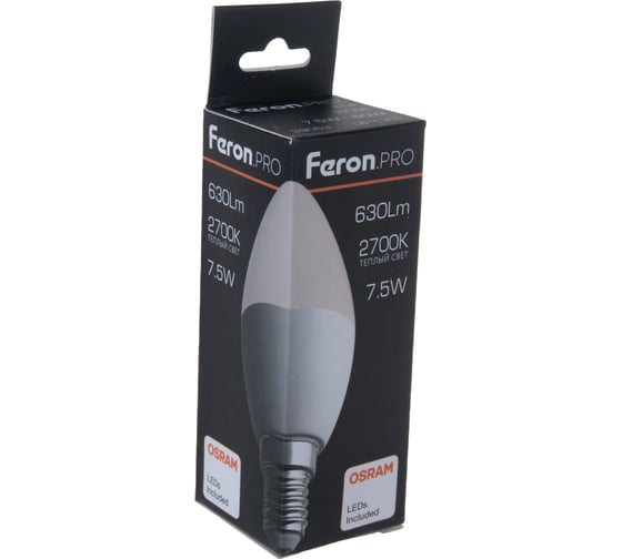 Светодиодная лампа FERON PRO LB-1307 Свеча E14 7.5W 2700K OSRAM LED 38053