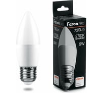 Светодиодная лампа FERON PRO LB-1309 Свеча E27 9W 2700K 38062