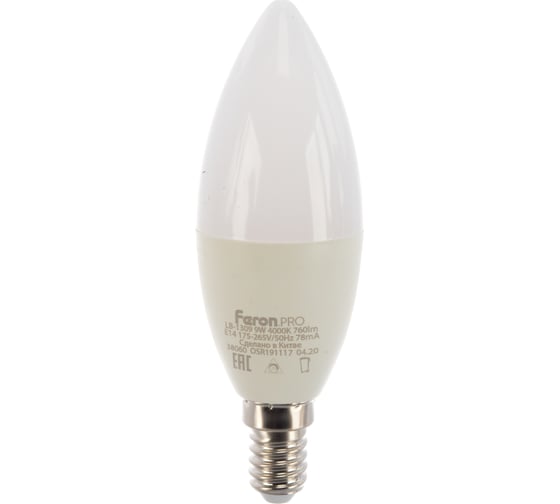 Светодиодная лампа FERON PRO LB-1309 Свеча E14 9W 4000K OSRAM LED 38060