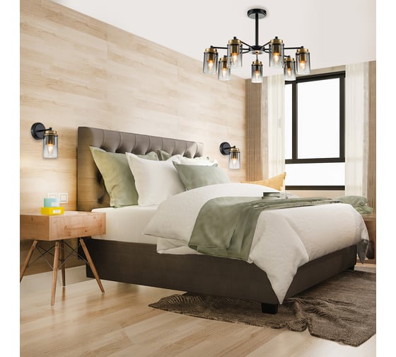 Светильник на штанге ESCADA E14*40W Black/Brass 2118/7P