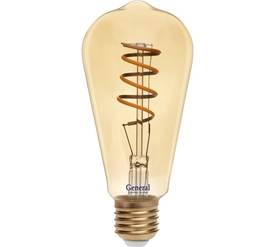 Светодиодная лампа General Lighting Systems Филамент прозрачный золотой E27 7Вт 540Лм 2700К Теплый белый свет Труба GLDEN-ST64SS-7-230-E27-2700 655306