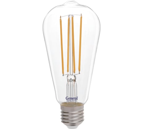 Светодиодная лампа General Lighting Systems Филамент прозрачный E27 10Вт 900Лм 4500К Нейтральный белый свет Труба GLDEN-ST64S-10-230-E27-4500 655305