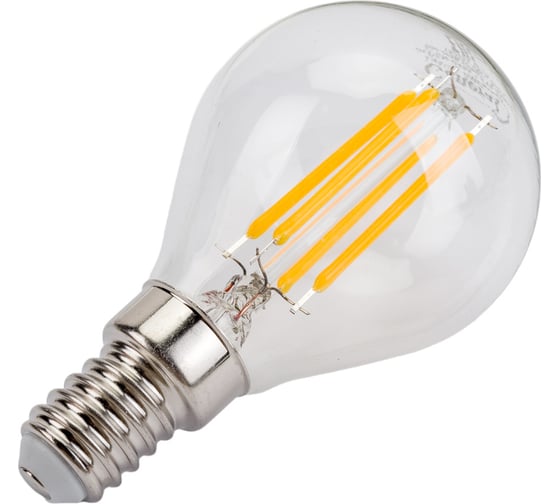 Светодиодная лампа General Lighting Systems Филамент прозрачный E14 7Вт 230В 490Лм 2700К Теплый белый свет Шар GLDEN-G45S-7-230-E14-2700 647800