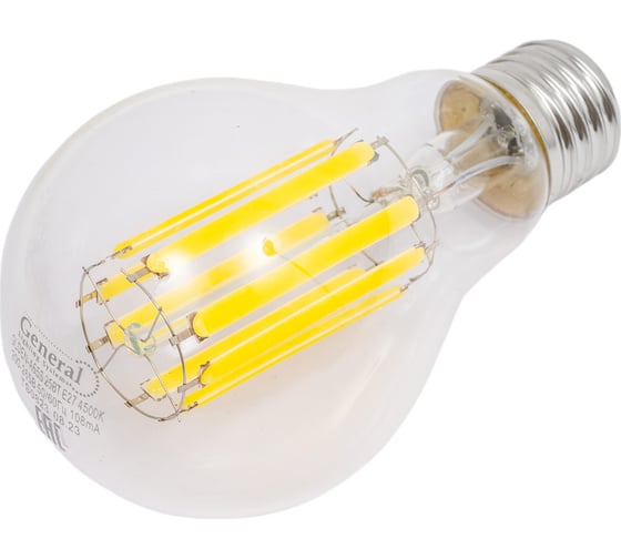 Светодиодная лампа General Lighting Systems Филамент прозрачный E27 25Вт 2450Лм 4500К Нейтральный белый свет Груша GLDEN-A65S-25ВТ-230-E27-4500 660323