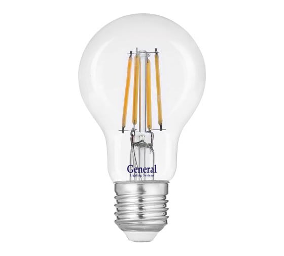 Светодиодная лампа General Lighting Systems Филамент прозрачный E27 10Вт 920Лм 4500К Нейтральный белый свет Груша GLDEN-A60S-10-230-E27-4500 645800