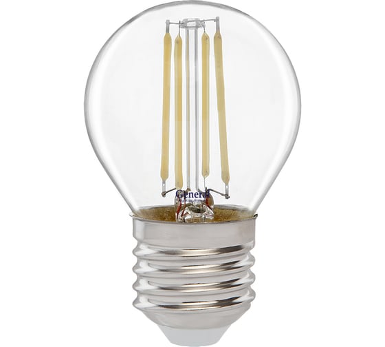 Светодиодная лампа General Lighting Systems Филамент прозрачный E27 7Вт 230В 530Лм 6500К Холодный белый свет Шар GLDEN-G45S-7-230-E27-6500 649905 1
