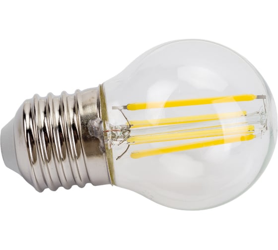 Светодиодная лампа General Lighting Systems Филамент прозрачный E27 8Вт 230В 630Лм 4500К Нейтральный белый свет Шар GLDEN-G45S-8-230-E27-4500 649981 1