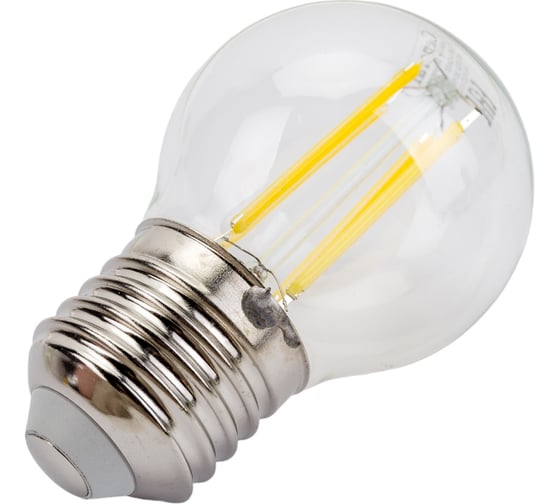 Светодиодная лампа General Lighting Systems Филамент прозрачный E27 8Вт 230В 630Лм 4500К Нейтральный белый свет Шар GLDEN-G45S-8-230-E27-4500 649981