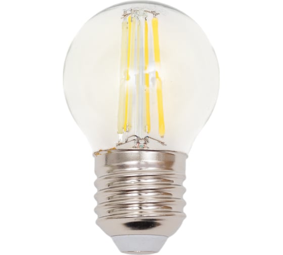 Светодиодная лампа General Lighting Systems Филамент прозрачный E27 8Вт 230В 660Лм 6500К Холодный белый свет Шар GLDEN-G45S-8-230-E27-6500 649982
