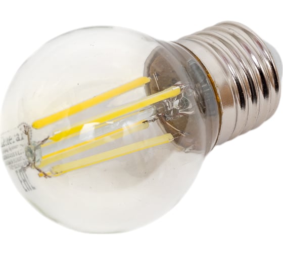 Светодиодная лампа General Lighting Systems Филамент прозрачный E27 8Вт 230В 660Лм 6500К Холодный белый свет Шар GLDEN-G45S-8-230-E27-6500 649982