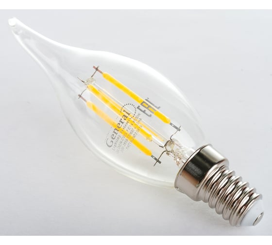 Светодиодная лампа General Lighting Systems Филамент прозрачный E14 7Вт 510Лм 4500К Нейтральный белый Свеча на ветру GLDEN-CWS-7-230-E14-4500 647200 1