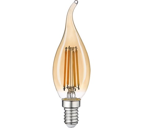 Светодиодная лампа General Lighting Systems Филамент прозрачный золотой E14 7Вт 430Лм Теплый белый свет Свеча на ветру GLDEN-CWS-7-230-E14-2700 647300