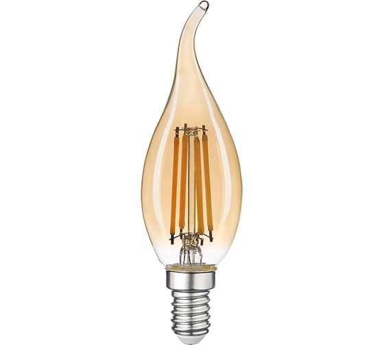 Светодиодная лампа General Lighting Systems Филамент прозрачный золотой E14 7Вт 430Лм Теплый белый свет Свеча на ветру GLDEN-CWS-7-230-E14-2700 647300