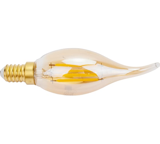 Светодиодная лампа General Lighting Systems Филамент прозрачный золотой E14 7Вт 470Лм Нейтральный белый Свеча на ветру GLDEN-CWS-7-230-E14-4500 649930 1