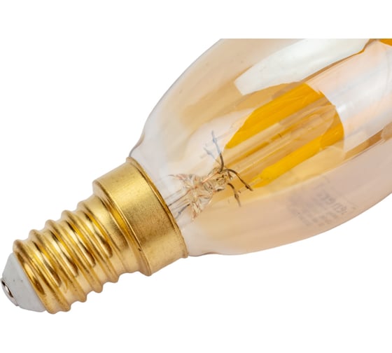 Светодиодная лампа General Lighting Systems Филамент прозрачный золотой E14 7Вт 470Лм Нейтральный белый Свеча на ветру GLDEN-CWS-7-230-E14-4500 649930