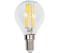 Светодиодная лампа General Lighting Systems Филамент прозрачный E14 8Вт 230В 610Лм 2700К Теплый белый свет Шар GLDEN-G45S-8-230-E14-2700 649977