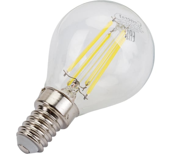 Светодиодная лампа General Lighting Systems Филамент прозрачный E14 8Вт 230В 660Лм 6500К Холодный белый свет Шар GLDEN-G45S-8-230-E14-6500 649979