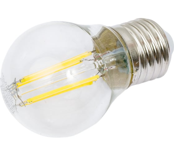 Светодиодная лампа General Lighting Systems Филамент прозрачный E27 12Вт 230В 930Лм 4500К Нейтральный белый свет Шар GLDEN-G45S-12-230-E27-4500 650001