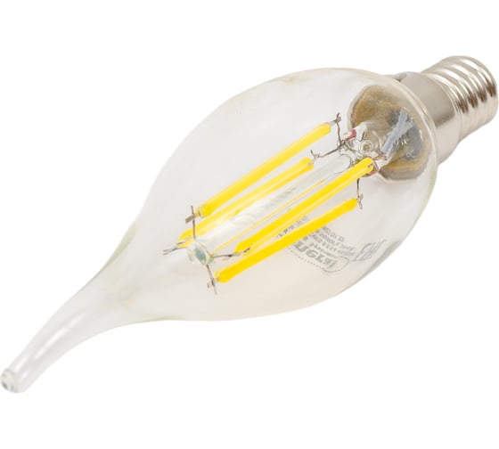 Светодиодная лампа General Lighting Systems Филамент прозрачный E14 8Вт 630Лм 4500К Нейтральный белый Свеча на ветру GLDEN-CWS-8-230-E14-4500 649987