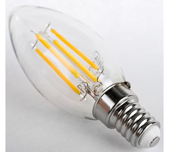 Светодиодная лампа General Lighting Systems Филамент прозрачный E14 7Вт 230В 490Лм 2700К Теплый белый свет Свеча GLDEN-CS-7-230-E14-2700 646500
