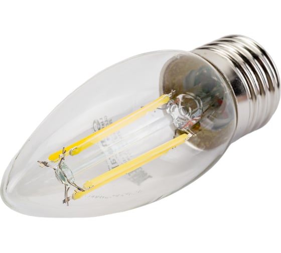 Светодиодная лампа General Lighting Systems Филамент прозрачный E27 8Вт 230В 630Лм 4500К Нейтральный белый свет Свеча GLDEN-CS-8-230-E27-4500 649975