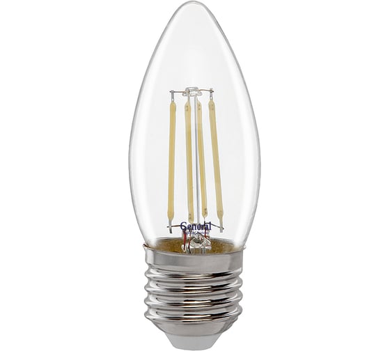 Светодиодная лампа General Lighting Systems Филамент прозрачный E27 8Вт 230В 660Лм 6500К Холодный белый свет Свеча GLDEN-CS-8-230-E27-6500 649976 1