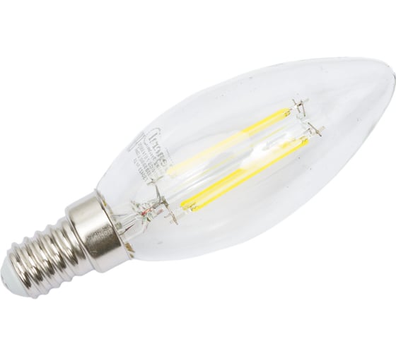 Светодиодная лампа General Lighting Systems Филамент прозрачный E14 7Вт 230В 530Лм 6500К Холодный белый свет Свеча GLDEN-CS-7-230-E14-6500 649700