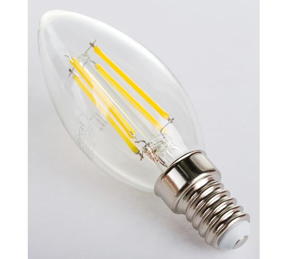 Светодиодная лампа General Lighting Systems Филамент прозрачный E14 12Вт 230В 930Лм 4500К Нейтральный белый свет Свеча GLDEN-CS-12-230-E14-4500 650009