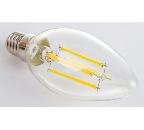 Светодиодная лампа General Lighting Systems Филамент прозрачный E14 12Вт 230В 930Лм 4500К Нейтральный белый свет Свеча GLDEN-CS-12-230-E14-4500 650009