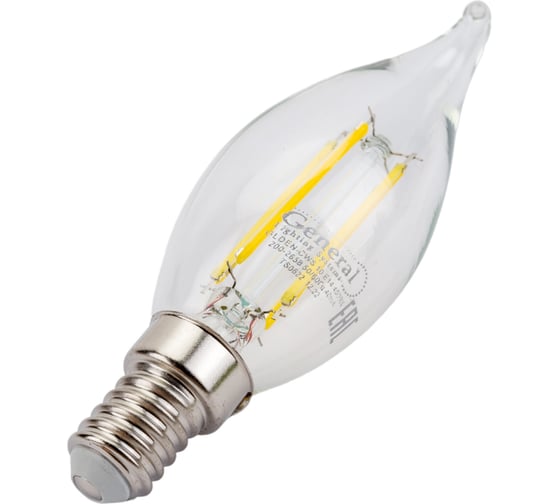 Светодиодная лампа General Lighting Systems Филамент прозрачный E14 10Вт 790Лм 4500К Нейтральный белый Свеча на ветру GLDEN-CWS-10-230-E14-4500 649919
