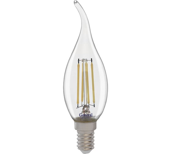 Светодиодная лампа General Lighting Systems Филамент прозрачный E14 10Вт 810Лм 6500К Холодный белый Свеча на ветру GLDEN-CWS-10-230-E14-6500 649920