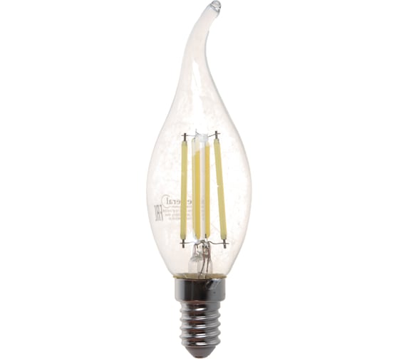 Светодиодная лампа General Lighting Systems Филамент прозрачный E14 10Вт 810Лм 6500К Холодный белый Свеча на ветру GLDEN-CWS-10-230-E14-6500 649920