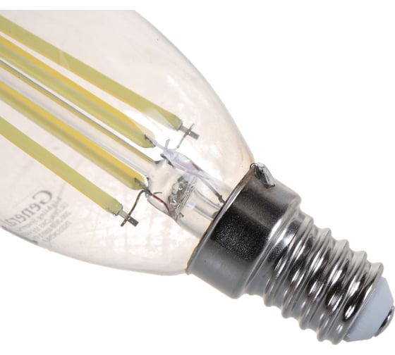 Светодиодная лампа General Lighting Systems Филамент прозрачный E14 10Вт 810Лм 6500К Холодный белый Свеча на ветру GLDEN-CWS-10-230-E14-6500 649920
