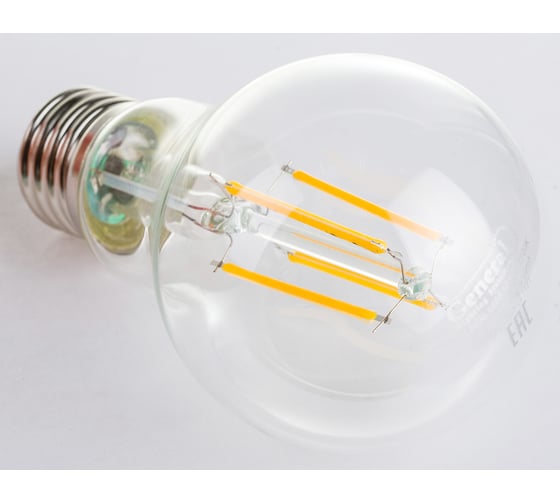 Светодиодная лампа General Lighting Systems Филамент прозрачный E27 10Вт 230В 870Лм 2700К Теплый белый свет Груша GLDEN-A60S-10-230-E27-2700 631700