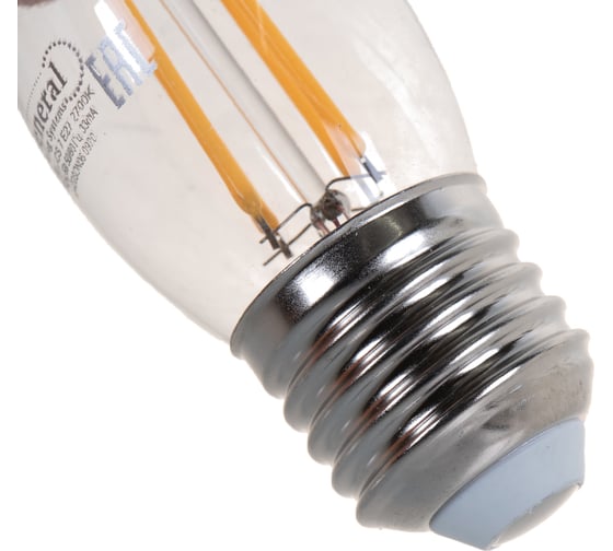 Светодиодная лампа General Lighting Systems Филамент прозрачный E27 7Вт 230В 490Лм 2700К Теплый белый свет Свеча GLDEN-CS-7-230-E27-2700 646700