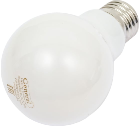 Светодиодная лампа General Lighting Systems Филамент матовый E27 13Вт 230В 1025Лм 2700К Теплый белый свет Груша GLDEN-A60S-M-13-230-E27-2700 649938