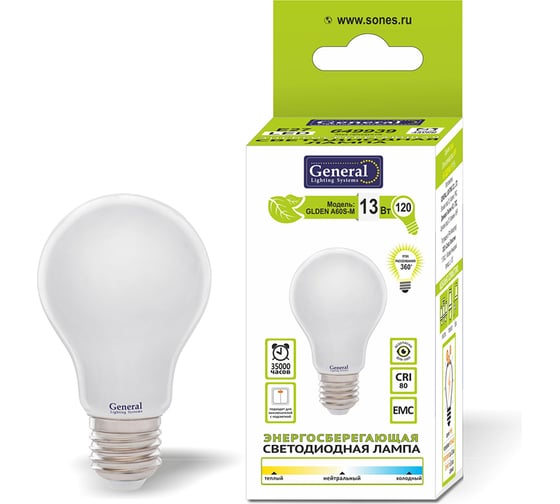 Светодиодная лампа General Lighting Systems FIL A60S-M-13W-230-E27 649940