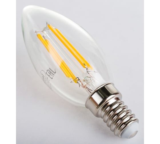 Светодиодная лампа General Lighting Systems Филамент прозрачный E14 12Вт 230В 910Лм 2700К Теплый белый свет Свеча GLDEN-CS-12-230-E14-2700 660325
