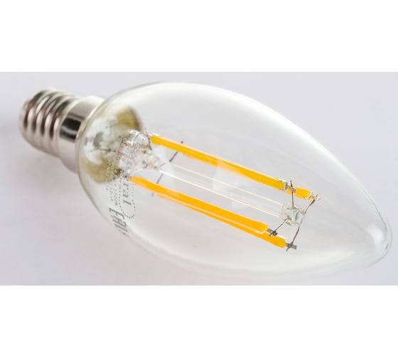 Светодиодная лампа General Lighting Systems Филамент прозрачный E14 12Вт 230В 910Лм 2700К Теплый белый свет Свеча GLDEN-CS-12-230-E14-2700 660325