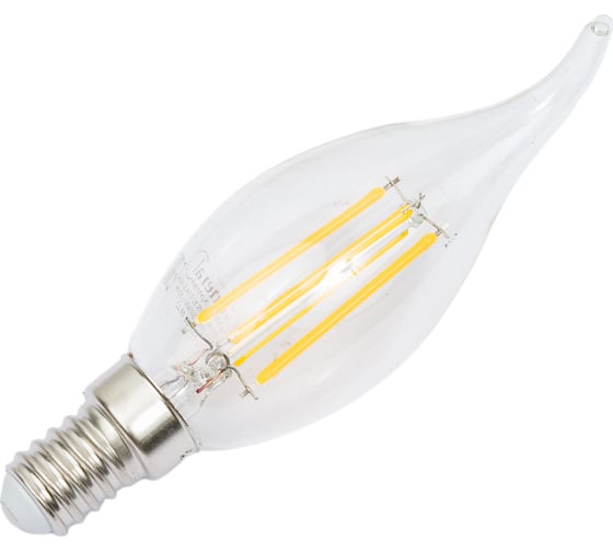 Светодиодная лампа General Lighting Systems Филамент прозрачный E14 12Вт 910Лм 2700К Теплый белый свет Свеча на ветру GLDEN-CWS-12-230-E14-2700 660327