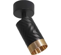 Накладной светильник Wolta LINEA, корпус под лампу GU10, макс.мощность 50Вт, 60×170мм, керамический патрон, Черный/золото WSL-GU10/S09BG